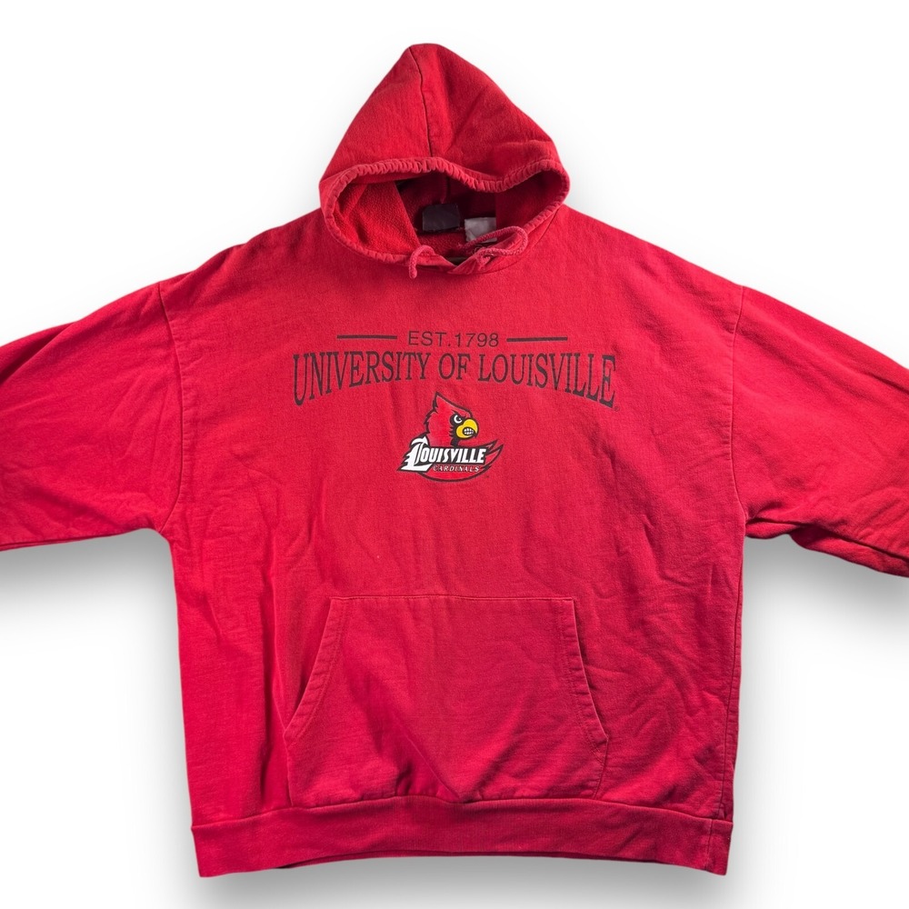 Seven Apparel Louisville Cardinals Hoodie Sweatshirt XL Red Faded Pullover